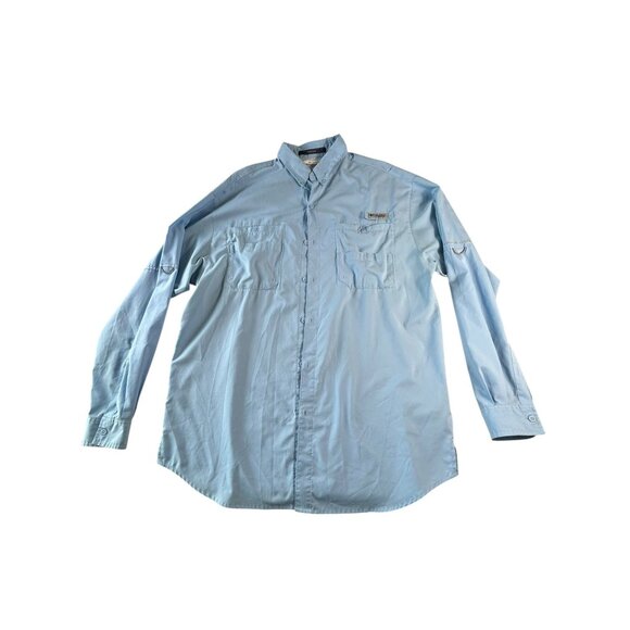 Columbia PFG Omni Shade TAMIAMI Long Sleeve Shirt Light Blue Mens Sz L Fishing - Picture 1 of 9